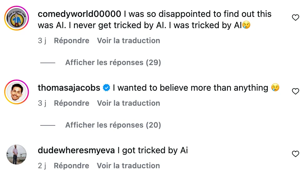 Comments under one of Jean-Phil's videos
