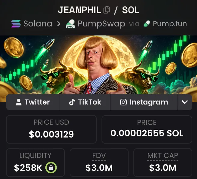 The $JEANPHIL token stats